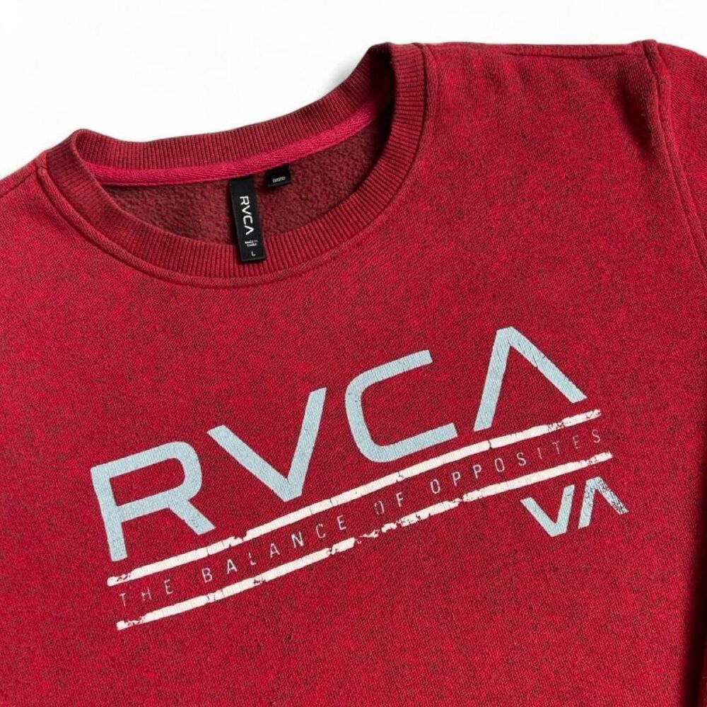 Red RVCA Logo Crewneck Sweatshirt Large - Picture 2 of 5